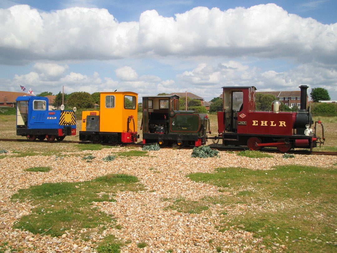 A cavalcade of all the locomotives. Order from left to right : Alan B, Edwin, Alistair and Jack.