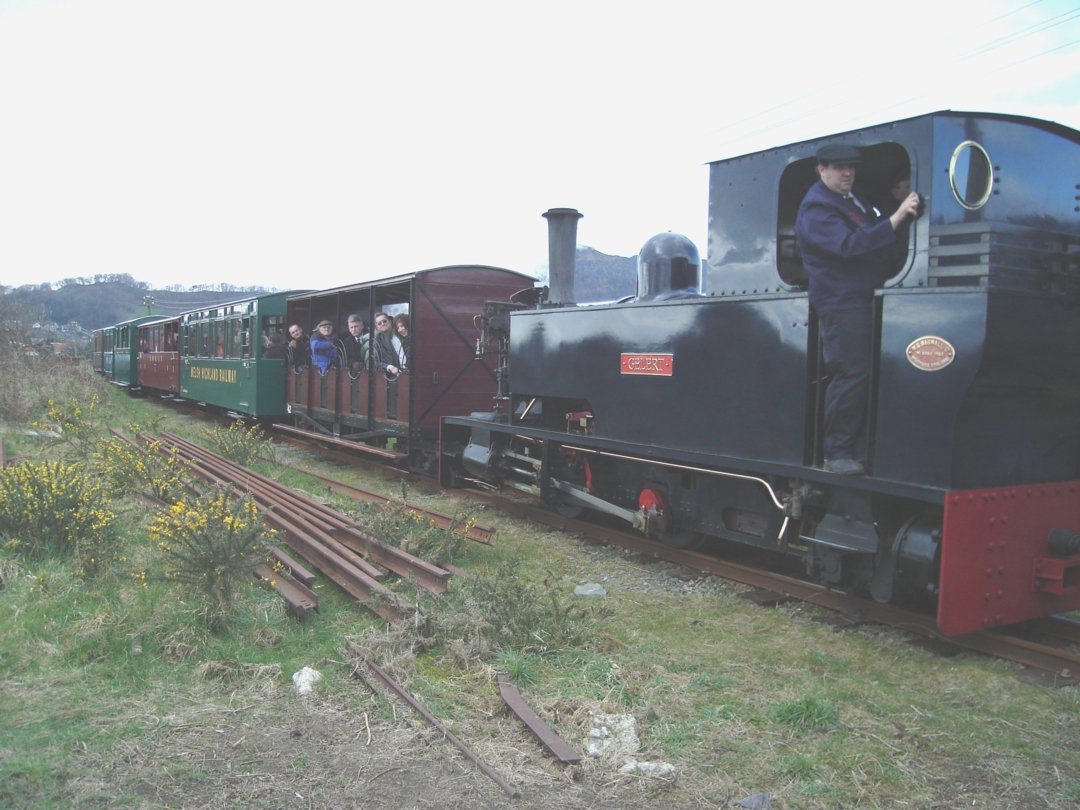 The first train approaches Penymount